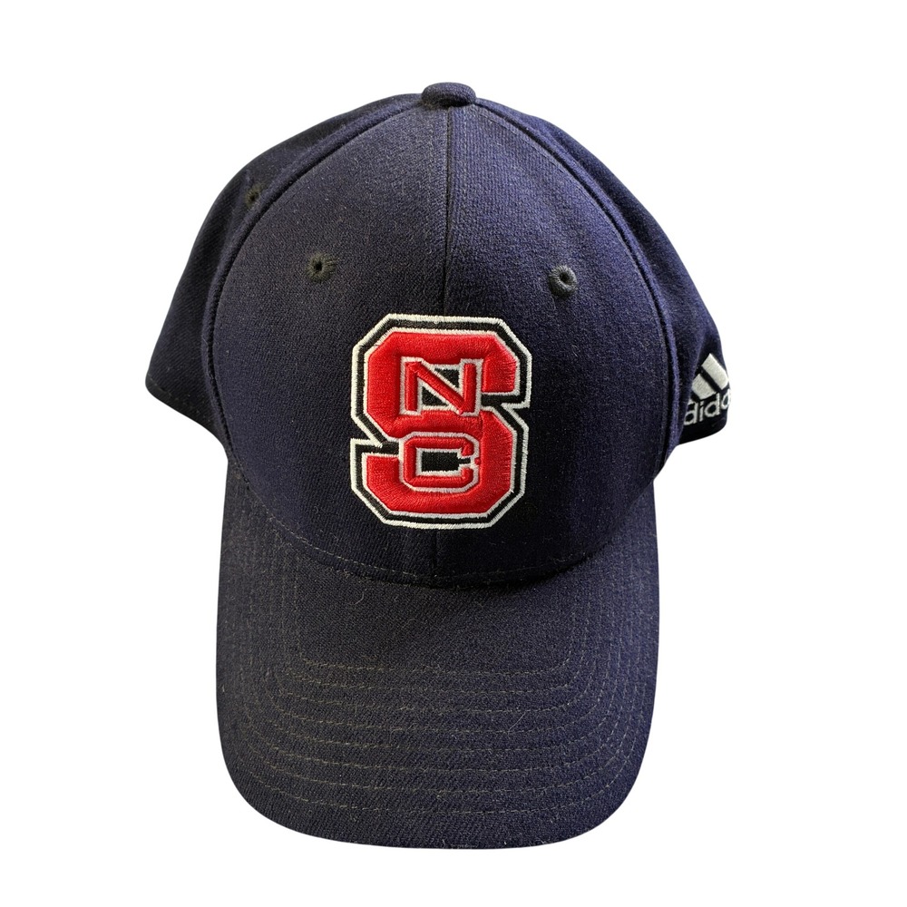 Adidas NC State Wolfpack Navy‎ Blue Fitted Baseball Cap Hat One Size Tuffy Logo